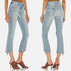 Mother Insider Crop Step Chew Mid-Rise Denim in Outerspace